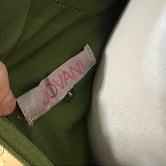 Jovani 89892 olive green gold studs jersey cutout halter mermaid dress NEW 4 - Picture 6 of 9